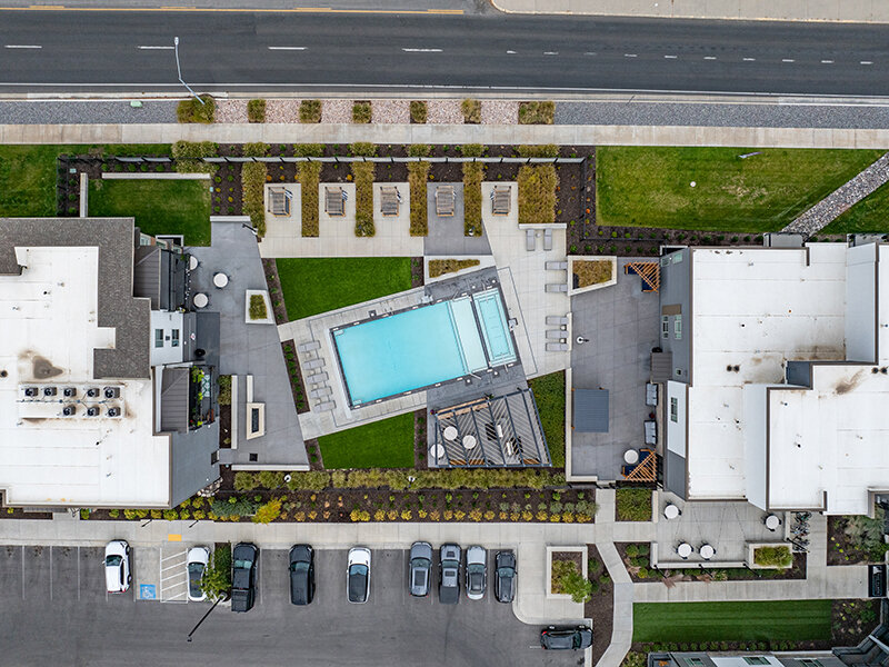 Pool Overview | Flats at Riverwoods