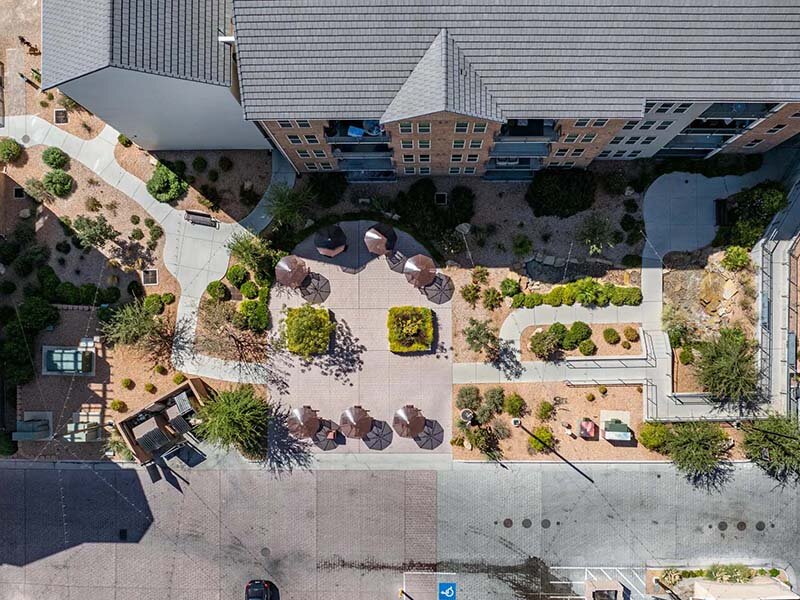 Aerial Views of Apartment Building and Foliage | City View St. George