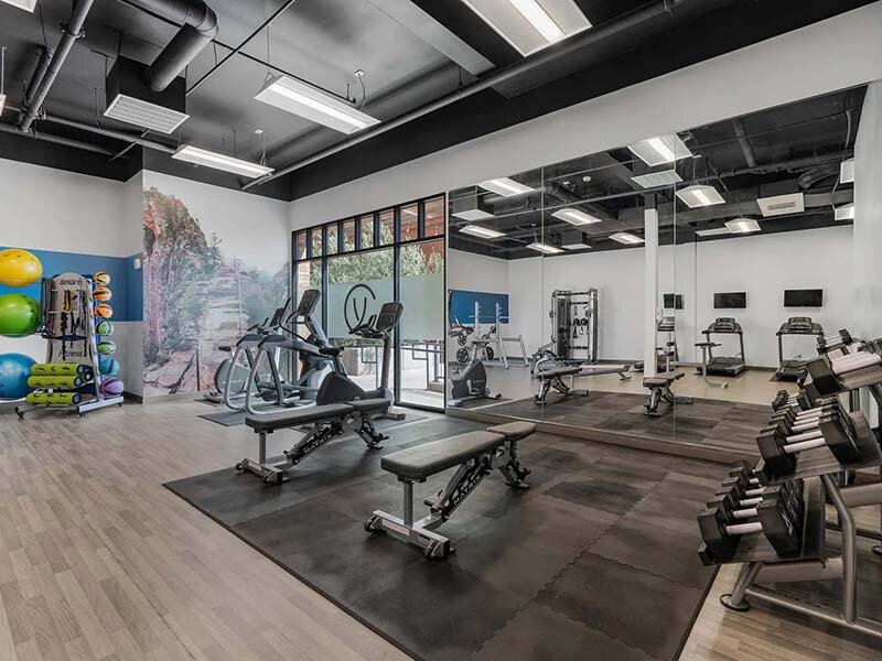Community Exercise Room with Wood Style Flooring | City View St. George