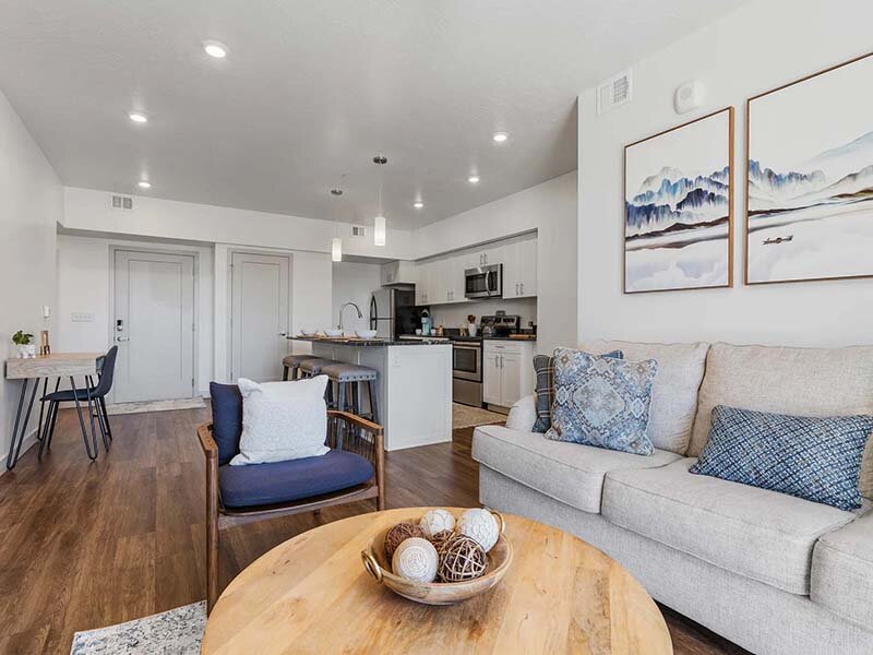 Kitchen with Coffee Table and Wall Art | City View St. George
