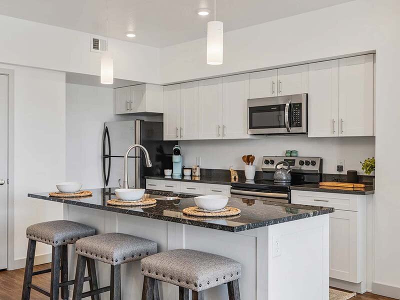 Kitchen Seats with Appliances and Ceiling Lights | City View St. George