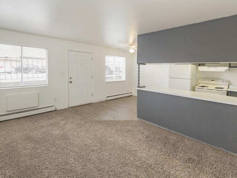 Kitchen and Living Area | The Springs Apartments in Colorado Springs, CO