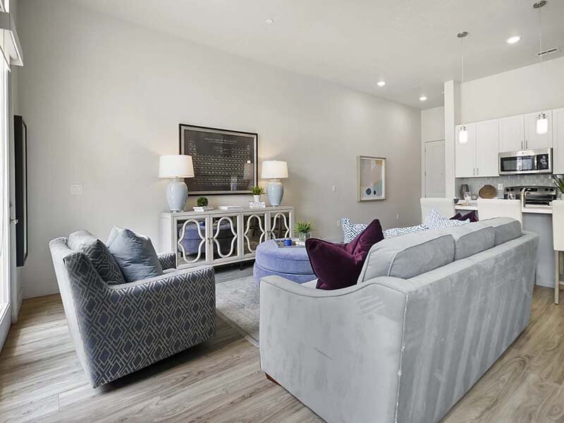Living Room with Wall Art and Wood Style Flooring | 200 City View