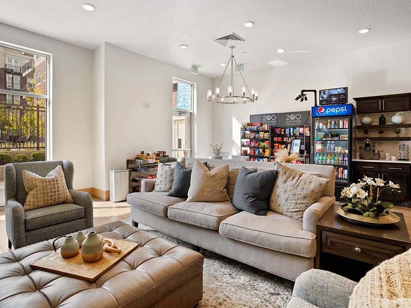 Community Seating with Mini Market and Ceiling Lights | 200 City View