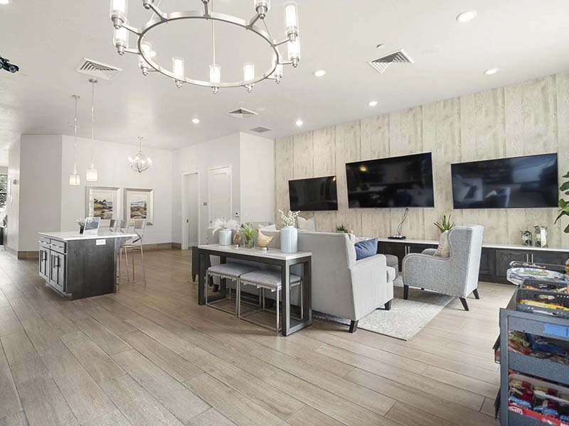 Community Clubhouse with Televisions and Ceiling Lights | 200 City View