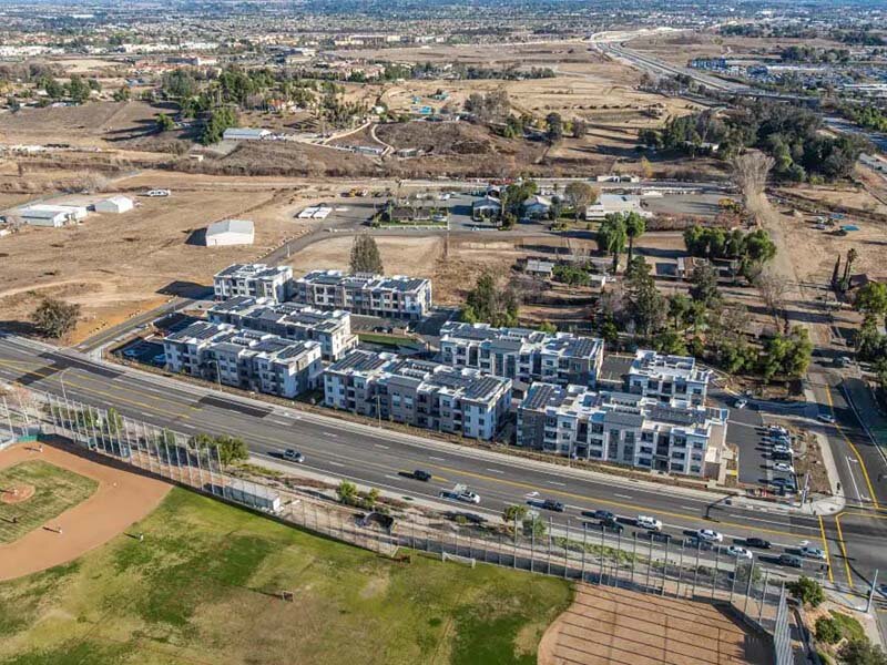 Aerial View of City near Apartment Complex | Monamos Terrace