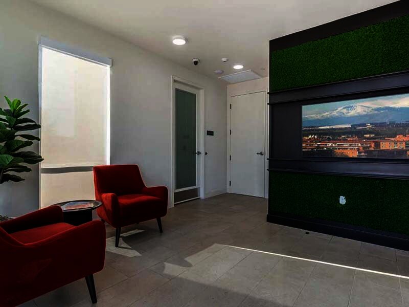 Community Seating with Wall Art | Monamos Terrace