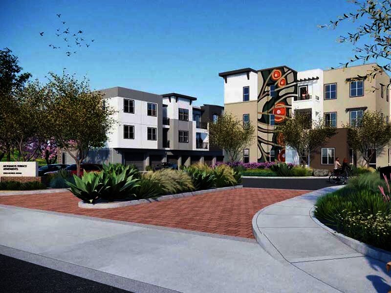 Monument Sign with Apartment View | Monamos Terrace