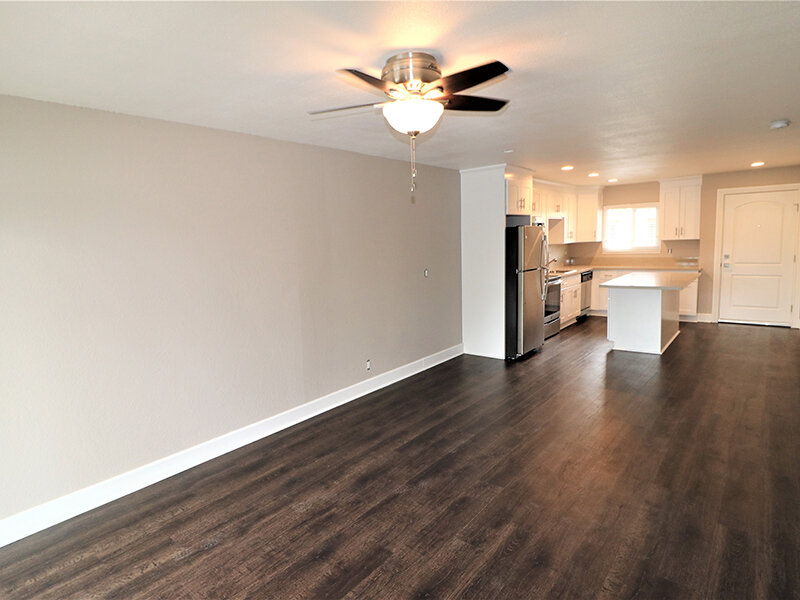 Entry to Kitchen from Living Room with Ceiling Fan/Light | Pentagon