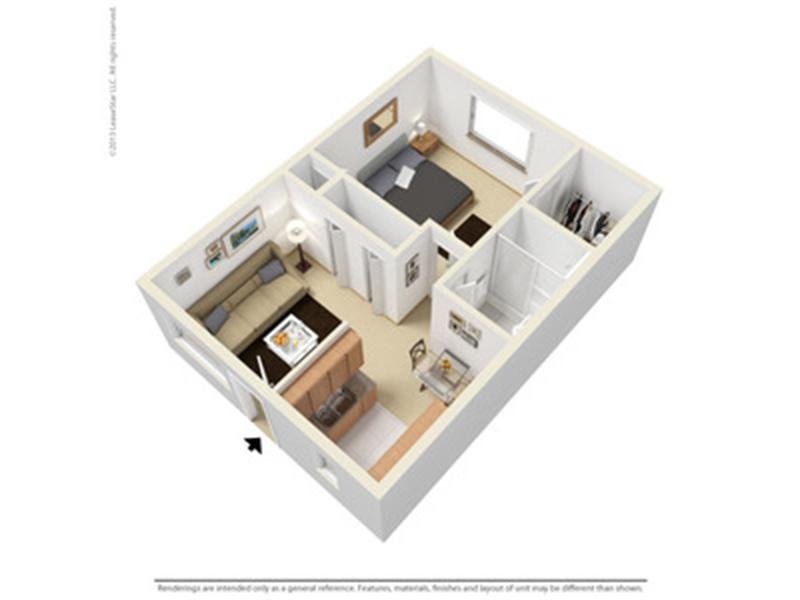 1x1R Floorplan at Sienna Place