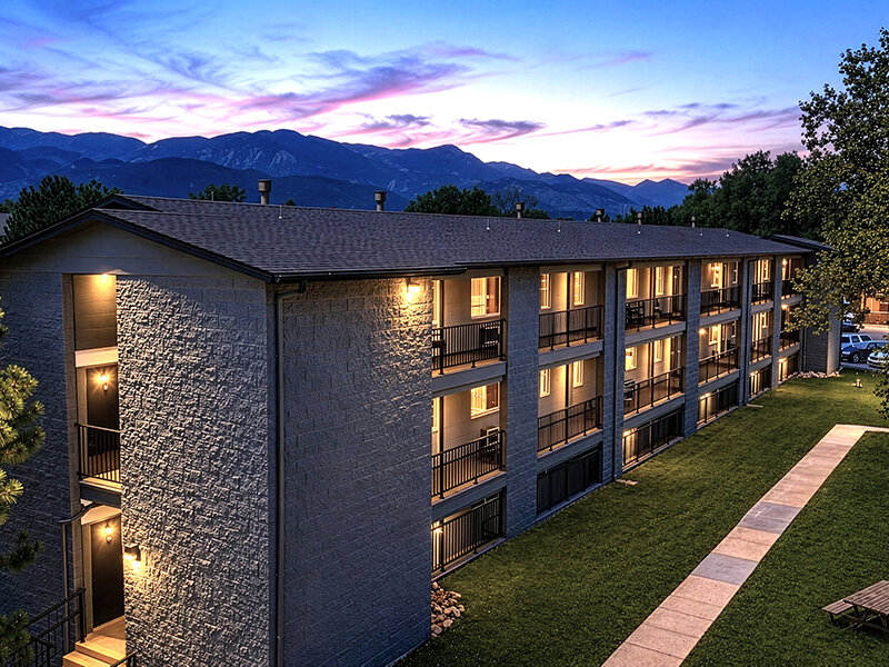 Building Exterior at Twilight | Sienna Place