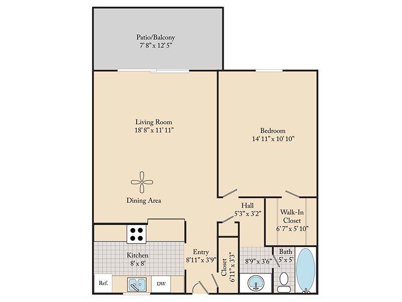 1 Bedroom 1 Bathroom A1 Floorplan