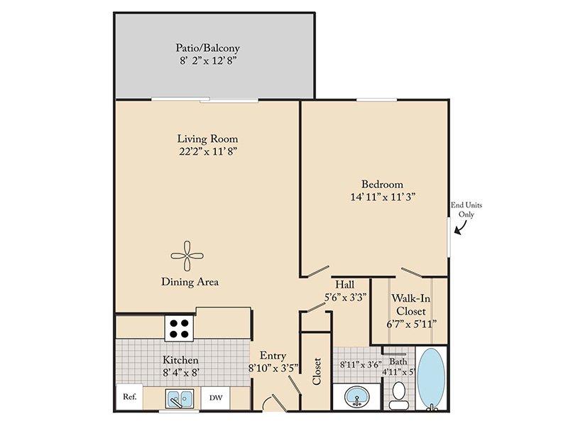 1 Bedroom 1 Bathroom A2 Floorplan