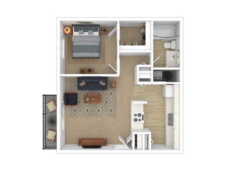 1 bedroom 1 bathroom Floorplan at Falcon Run