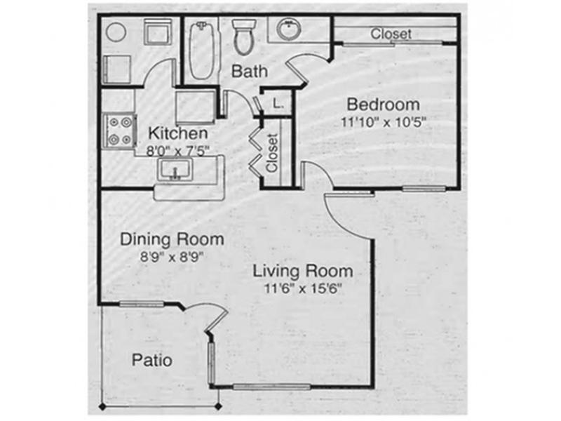 View floor plan image of 1x1 apartment available now
