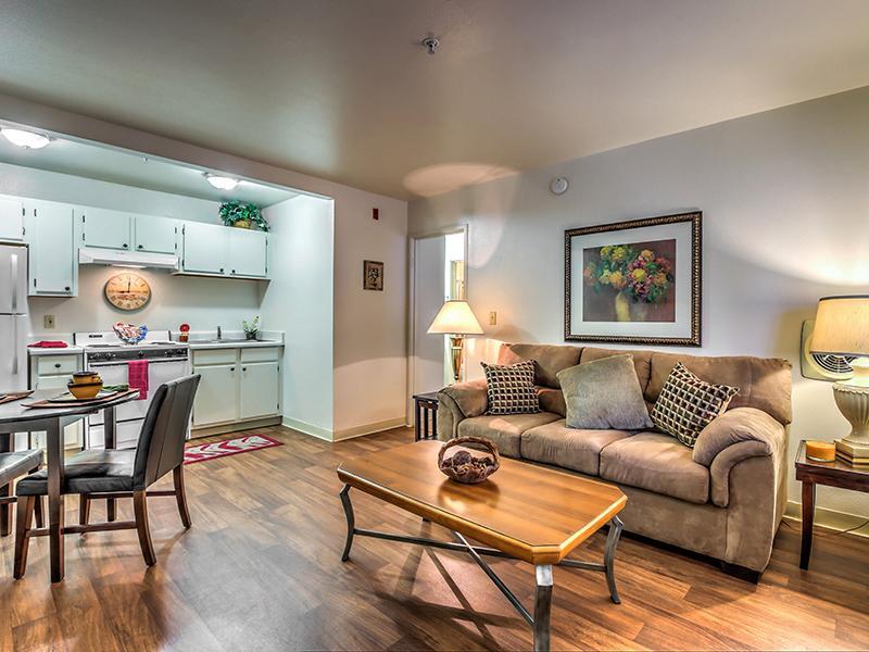 Living Room and Kitchen | Boulder Palms Apartments in Las Vegas, Nevada