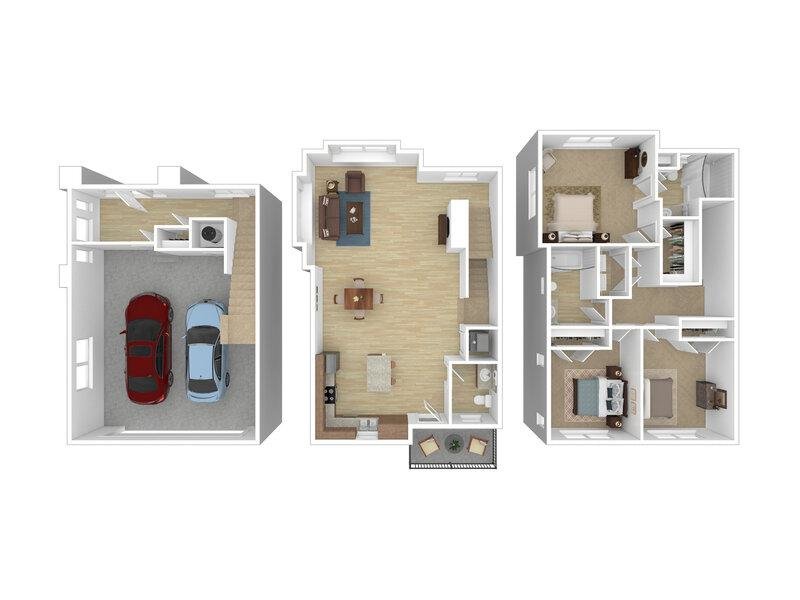 Current by Lotus Apartments Floor Plan 2 Bedroom 2.5 Bath