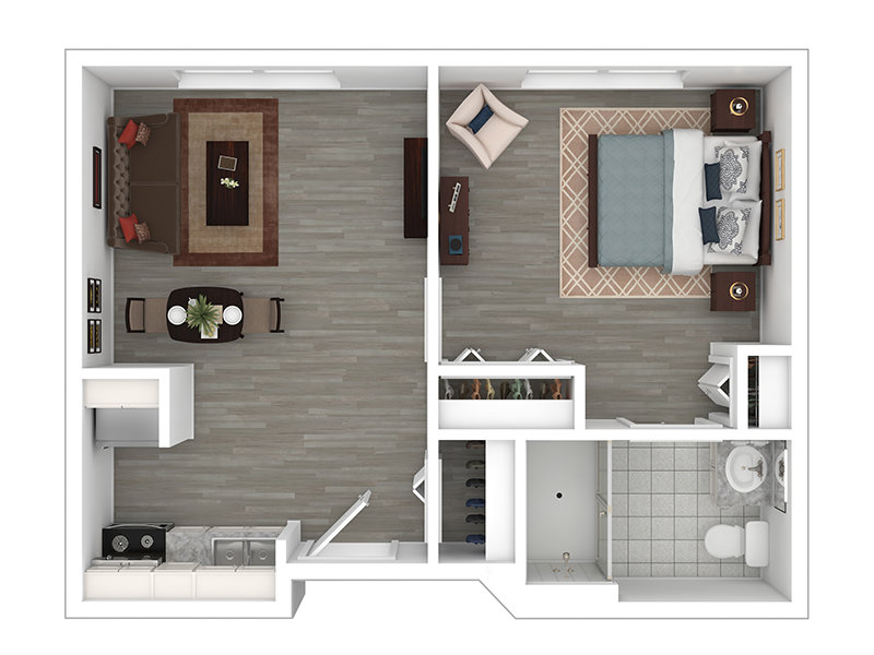 1x1A Floorplan at River Run Senior