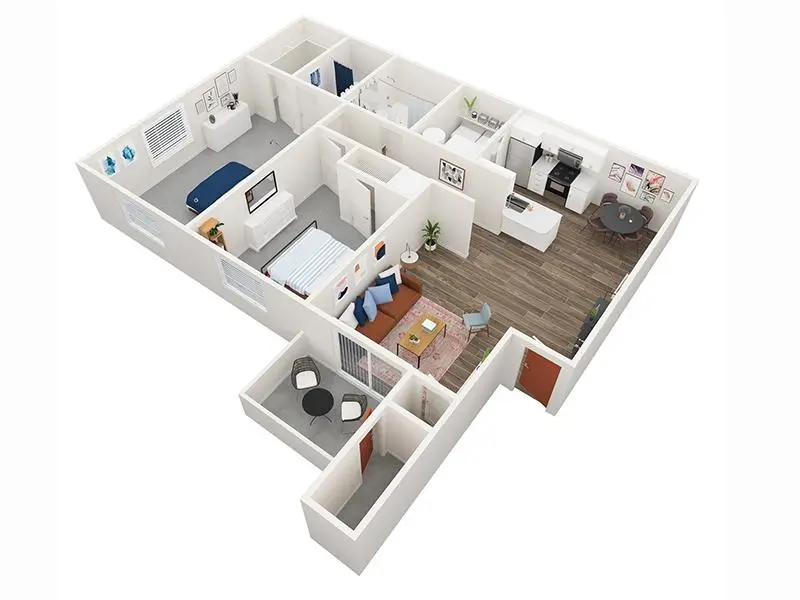 2B floorplan at Creekview Apartments