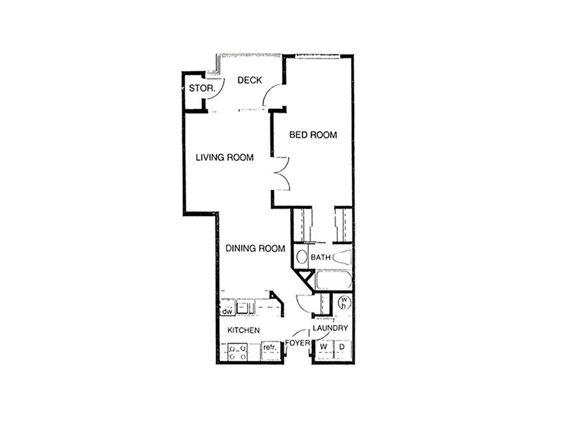 1x1-748 Floorplan at 2300 Elliott Apartments