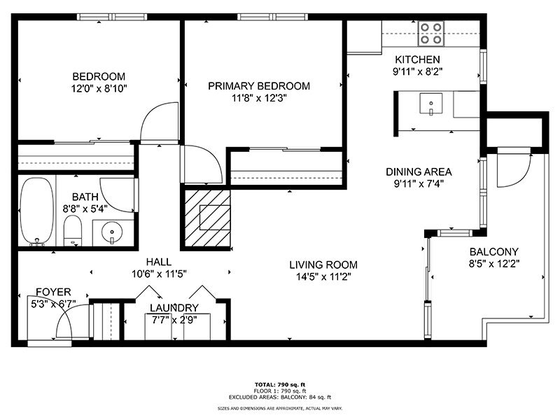 Our 2x1-846 is a 2 Bedroom, 1 Bathroom Apartment
