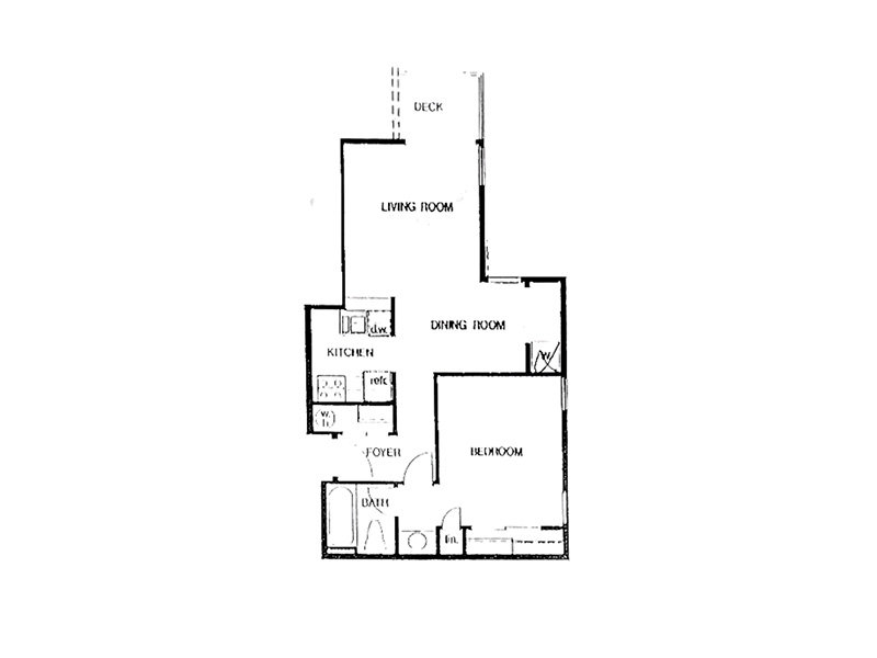 1x1-693 Floorplan at 2300 Elliott Apartments