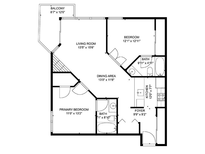 Our 2x2-897 is a 2 Bedroom, 2 Bathroom Apartment