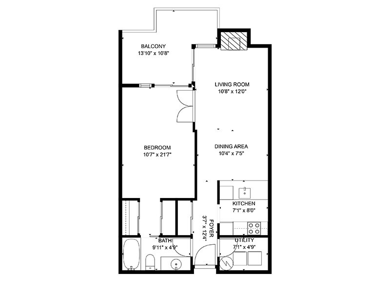 Our 1x1-713 is a 1 Bedroom, 1 Bathroom Apartment