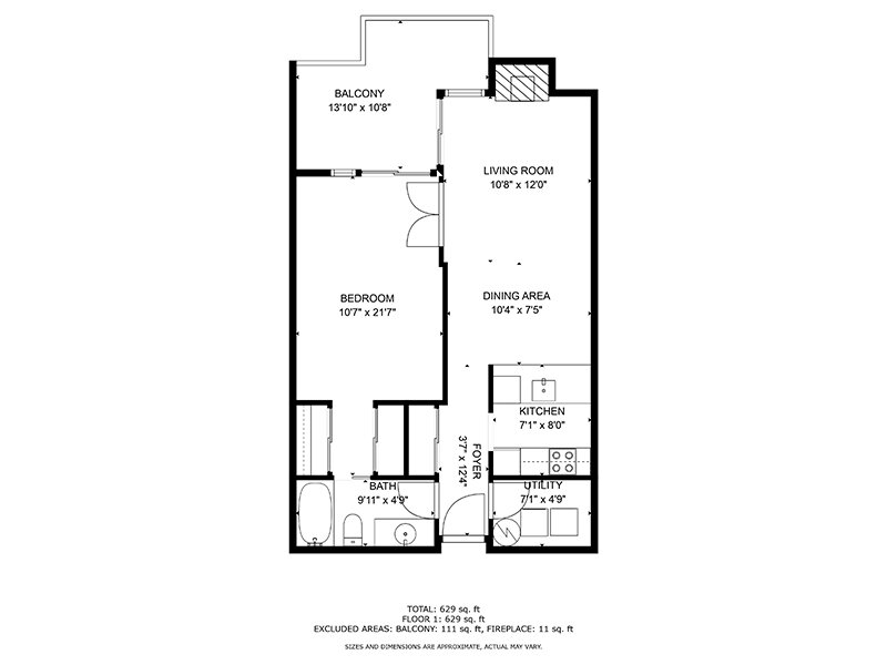 Our 1x1-710 is a 1 Bedroom, 1 Bathroom Apartment
