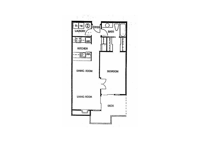 1x1-710 Floorplan at 2300 Elliott Apartments
