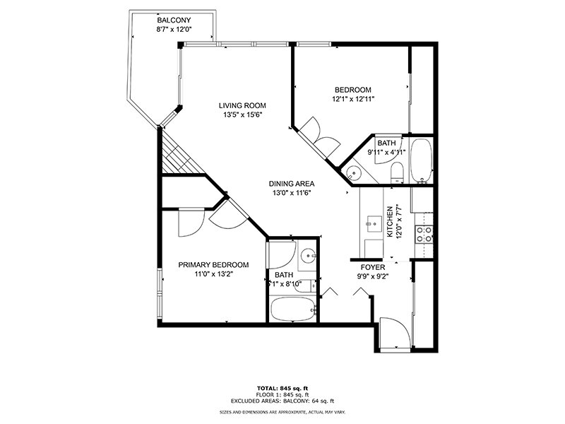 2x2-897 Floorplan at Oceana Apartments