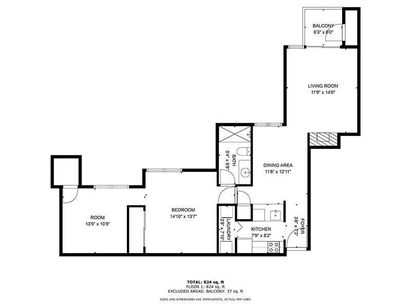 1x1D-925 Floorplan at Oceana Apartments