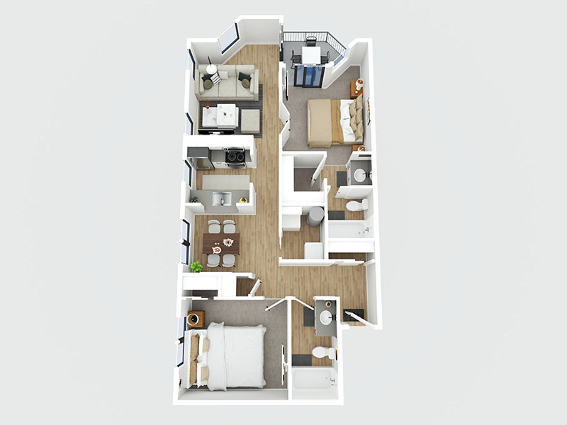 2x2-897 Floorplan at 2300 Elliott Apartments