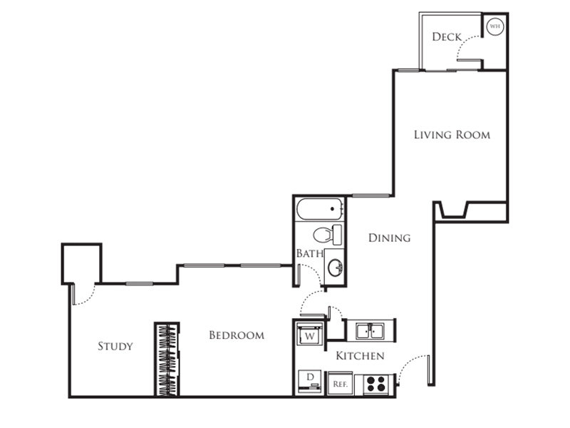 1x1D-925 Floorplan at 2300 Elliott Apartments