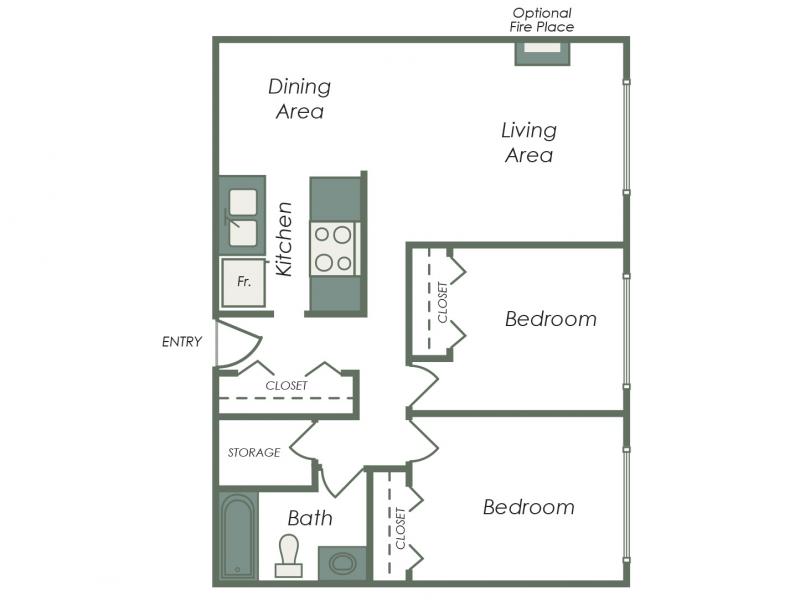2 Bedroom Floorplan at Peak View