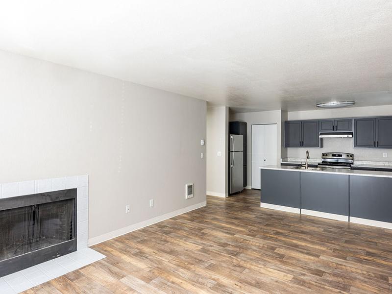 Fireplace in Living Room | Passage Apartments