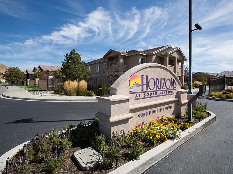 Welcome Sign |  Horizons at South Meadows Apartments in Reno