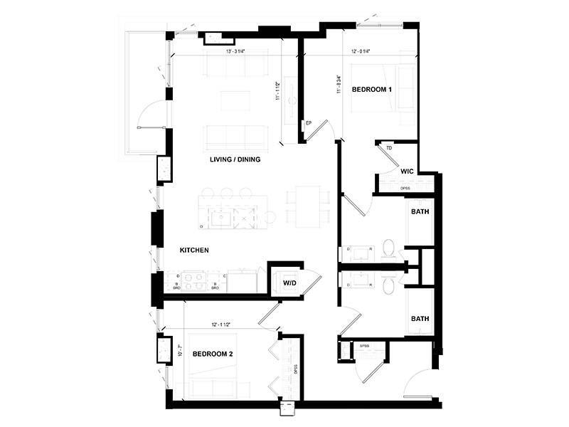 2 Bedroom B Floorplan