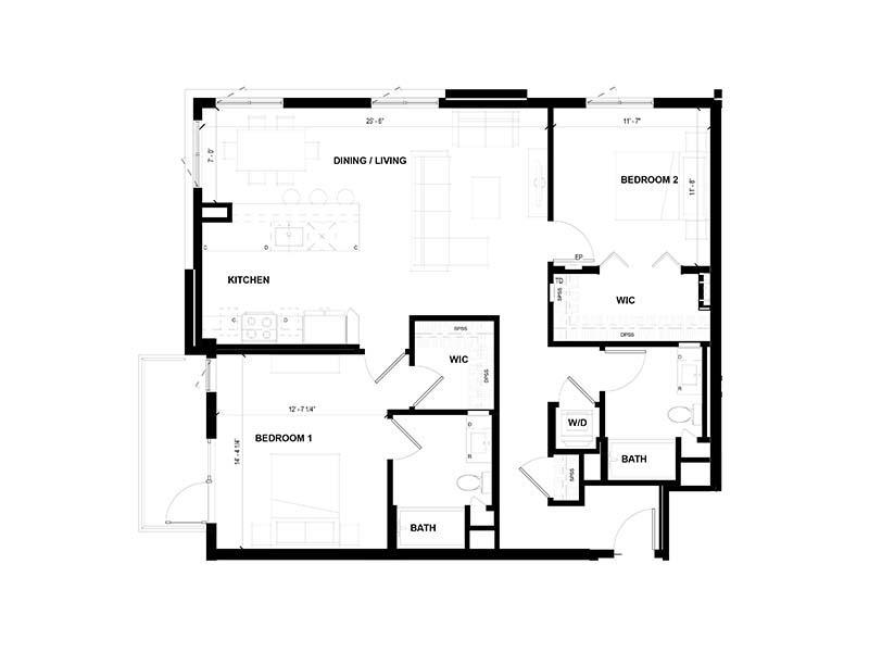 2 Bedroom G Floorplan