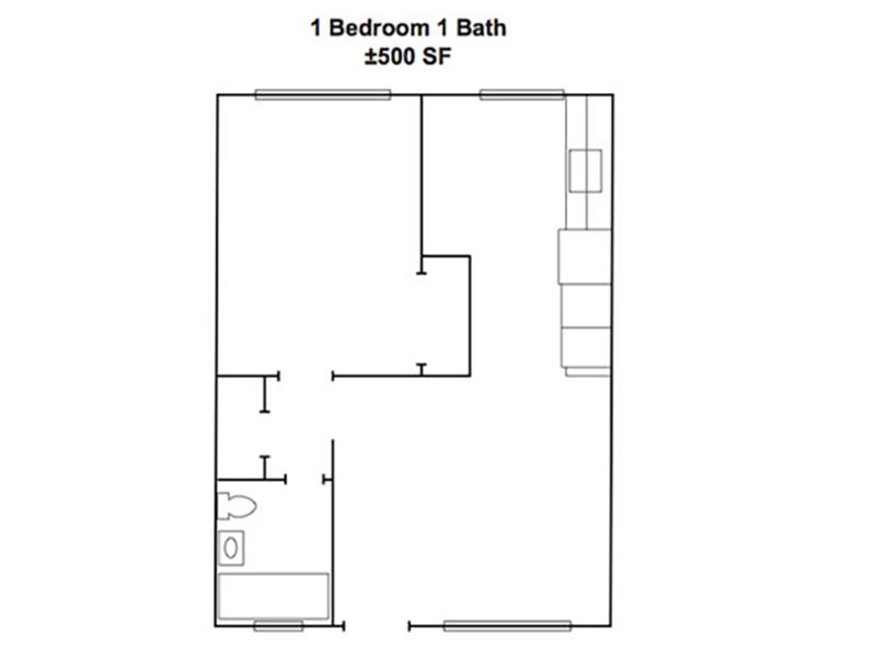 Woodside Place Apartments Floor Plan 1 Bedroom 1 Bathroom