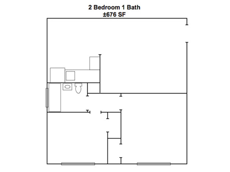 Woodside Place Apartments Floor Plan 2 Bedroom 1 Bathroom