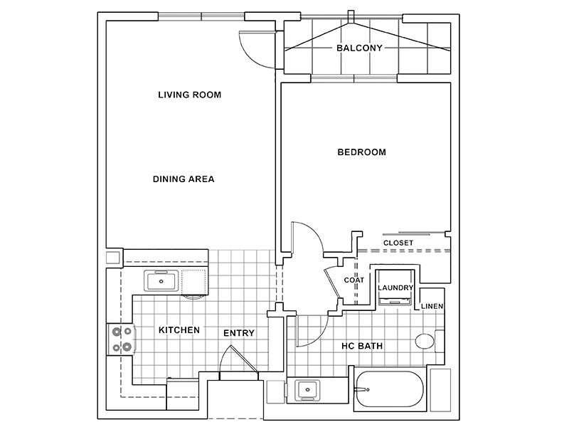 The Renaissance at City Center Apartments Floor Plan 1Bedroom1BathroomA