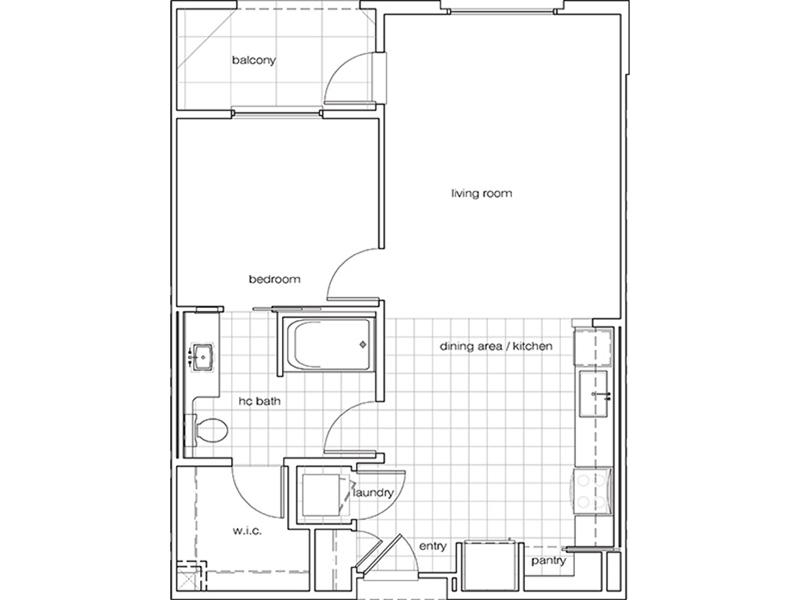 The Renaissance at City Center Apartments Floor Plan 1Bedroom1BathroomB