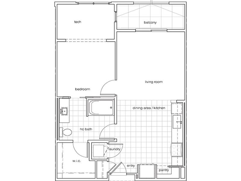 The Renaissance at City Center Apartments Floor Plan 1Bedroom1BathroomC