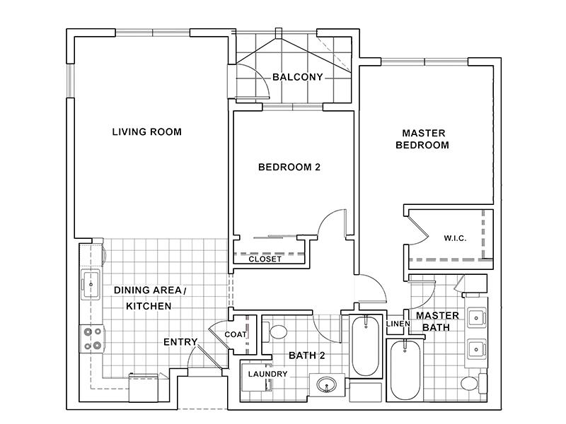 The Renaissance at City Center Apartments Floor Plan 2Bedroom2BathroomA