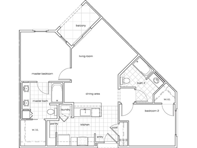 The Renaissance at City Center Apartments Floor Plan 2Bedroom2BathroomB