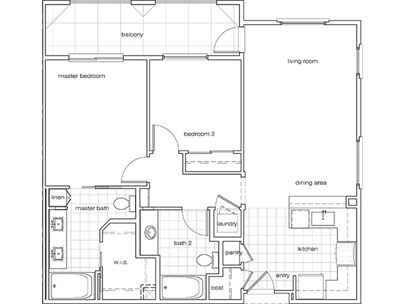 View floor plan image of 2Bedroom2BathroomC apartment available now