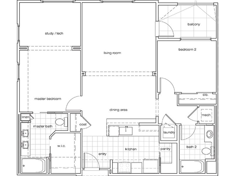 View floor plan image of 2Bedroom2BathroomD apartment available now