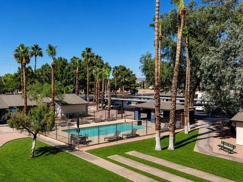 Pool and Beautiful Landscaped Grounds | Falcon Glen Apartments