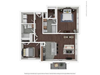 2 Bedroom 2 Bathroom floor plan at @2100 in Salt Lake City, UT